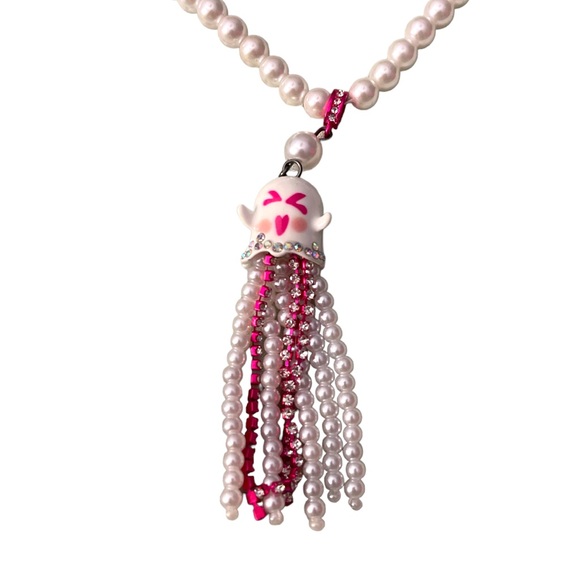 Betsey Johnson Ghost Fringe Pendant Long Necklace
Glow In The Dark White Fuchsia - Picture 4 of 4